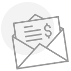 icon illustration of a bill in an envelope